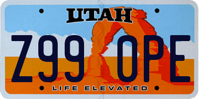 UT license plate Z990PE