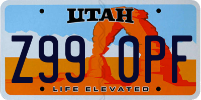 UT license plate Z990PF