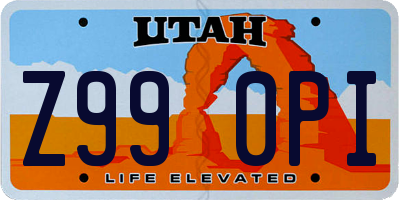 UT license plate Z990PI