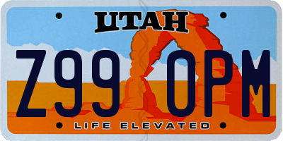 UT license plate Z990PM