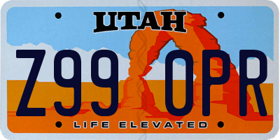 UT license plate Z990PR