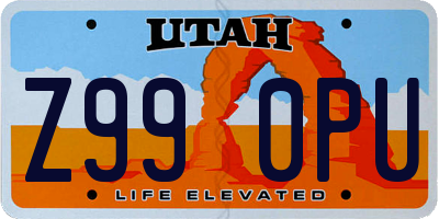UT license plate Z990PU