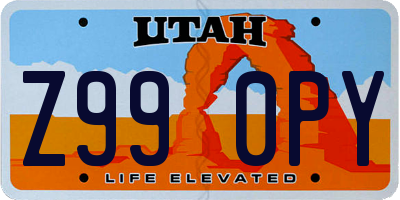 UT license plate Z990PY