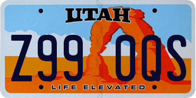 UT license plate Z990QS
