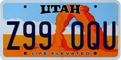 UT license plate Z990QU