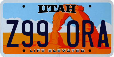 UT license plate Z990RA