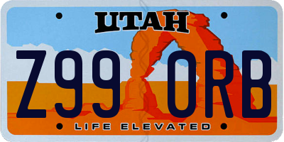 UT license plate Z990RB