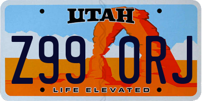 UT license plate Z990RJ