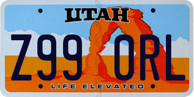 UT license plate Z990RL