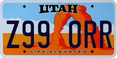 UT license plate Z990RR