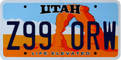 UT license plate Z990RW