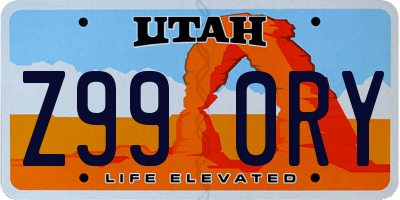 UT license plate Z990RY