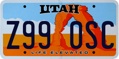 UT license plate Z990SC