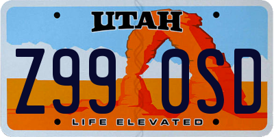 UT license plate Z990SD