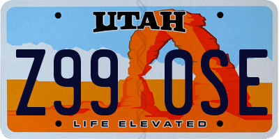 UT license plate Z990SE