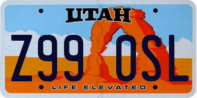UT license plate Z990SL