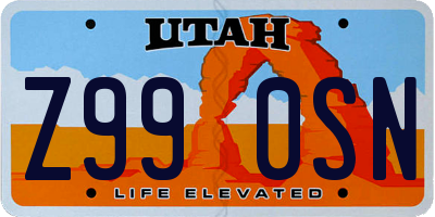 UT license plate Z990SN
