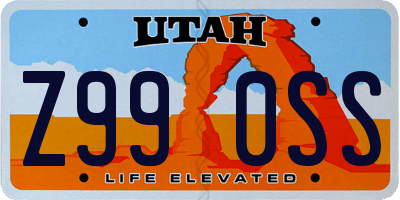 UT license plate Z990SS