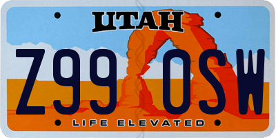 UT license plate Z990SW