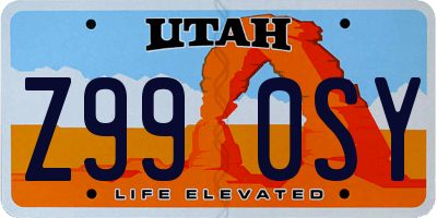 UT license plate Z990SY