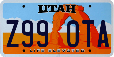 UT license plate Z990TA