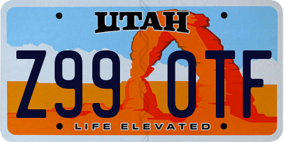 UT license plate Z990TF