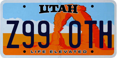 UT license plate Z990TH