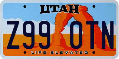 UT license plate Z990TN