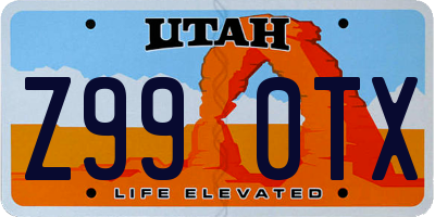 UT license plate Z990TX