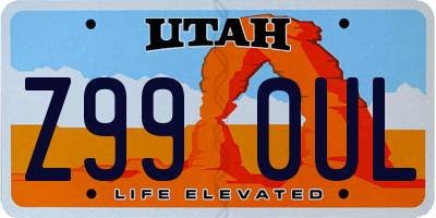 UT license plate Z990UL