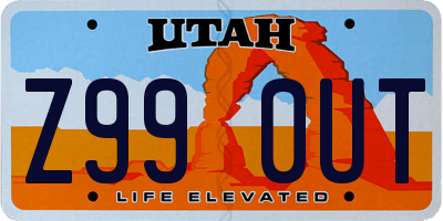 UT license plate Z990UT