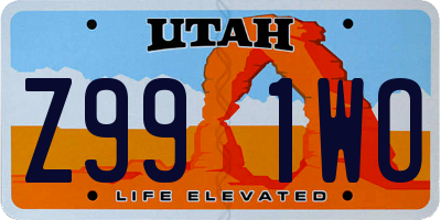 UT license plate Z991WO