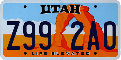 UT license plate Z992AO