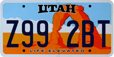 UT license plate Z992BT