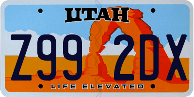 UT license plate Z992DX