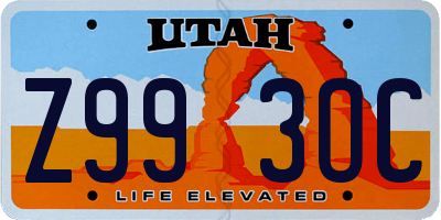 UT license plate Z993OC