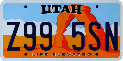 UT license plate Z995SN
