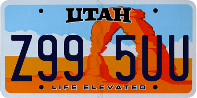 UT license plate Z995UU
