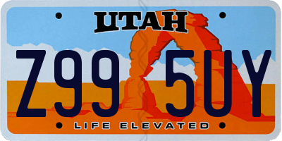 UT license plate Z995UY