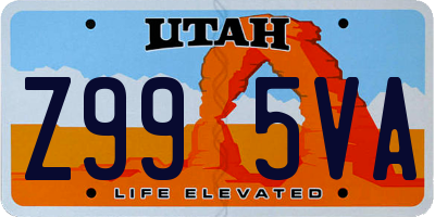 UT license plate Z995VA