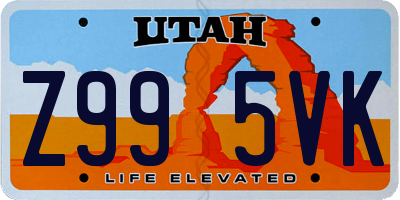 UT license plate Z995VK