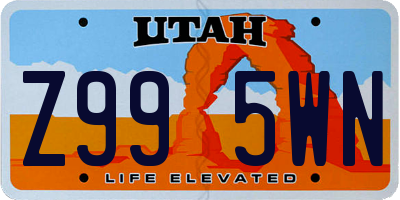 UT license plate Z995WN