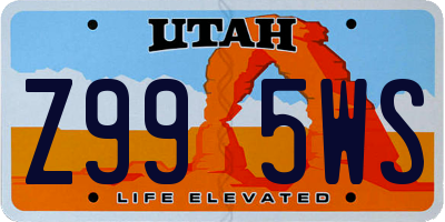 UT license plate Z995WS