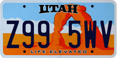 UT license plate Z995WV