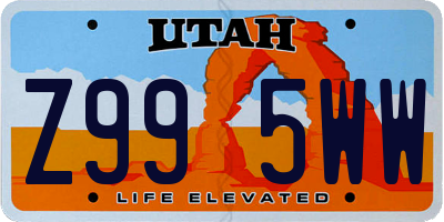 UT license plate Z995WW