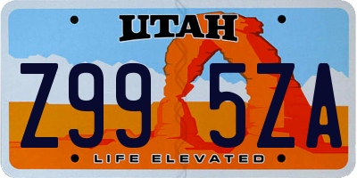 UT license plate Z995ZA