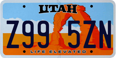 UT license plate Z995ZN