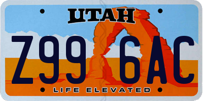 UT license plate Z996AC