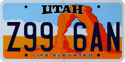 UT license plate Z996AN