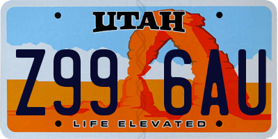 UT license plate Z996AU